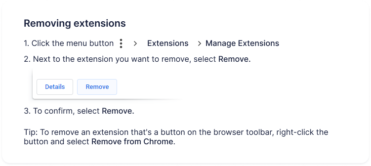 How to remove a Chrome extension from the toolbar